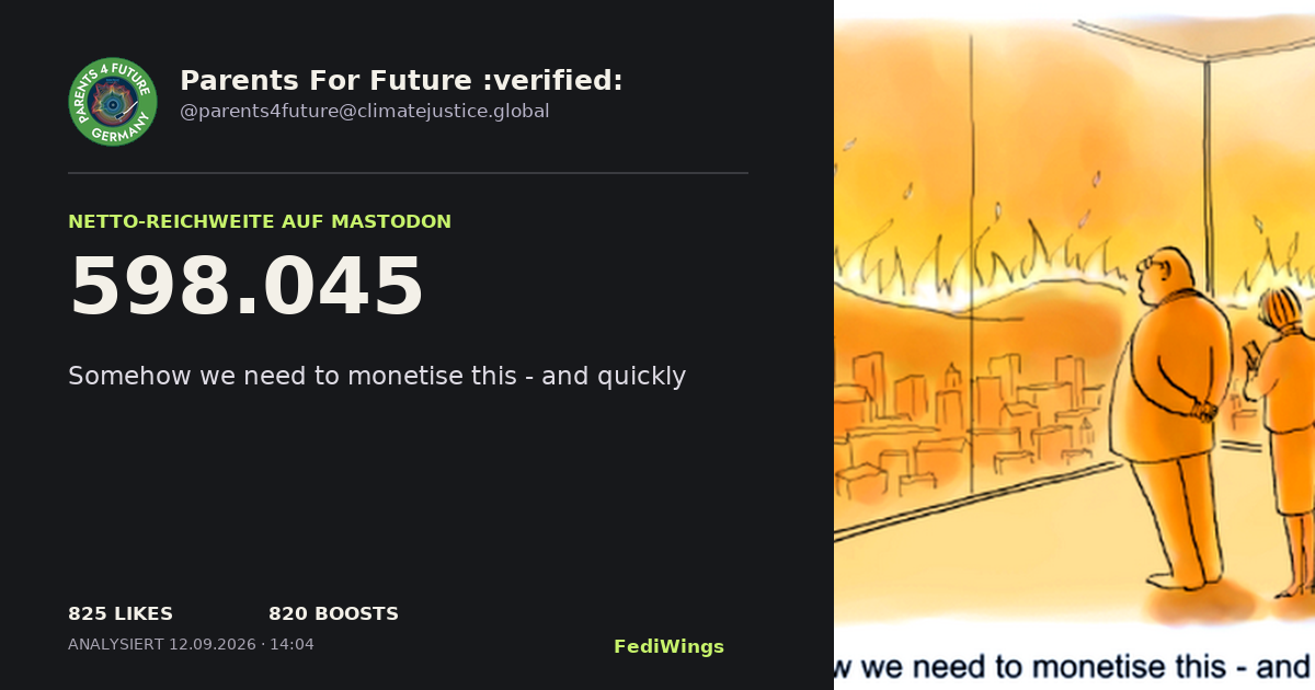 FediWings Card von @parents4future@climatejustice.global mit 598045 Netto-Reichweite